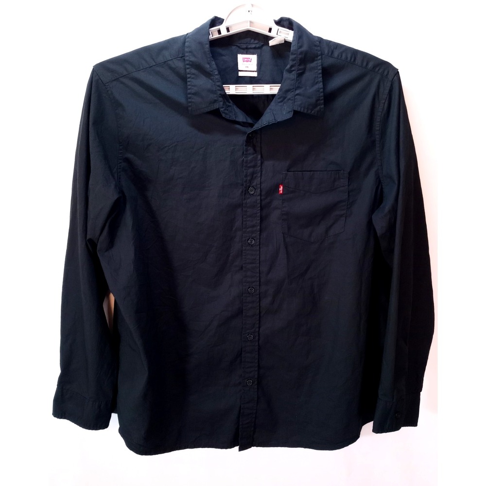 Levi's Standard Men's Button Down Long Sleeve Shirt, XXL, Black